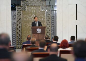 BASHAR al-Assad berucap ketika pembukaan sesi Parlimen di Damsyik, Syria. - AFP