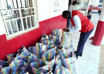 SEORANG ahli  Persatuan Bulan Sabit Merah Gambia meneliti bungkusan yang mengandungi ubat-ubat batuk di  Banjul. -AFP