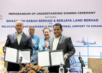 Majlis menandatangani memorandum persefahaman antara QSB dan B-Land mengenai cadangan penempatan semula KKIA ke Kimanis.