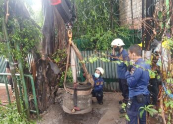 PENEMUAN batu giling di Jalan TB Simatupang, Gedong, Pasar Rebo, Jakarta Timur.-AGENSI