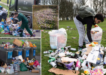 SAMPAH sarap yang ditinggalkan oleh penduduk di beberapa kawasan awam selepas perintah berkurung dilonggarkan di England. - AGENSI