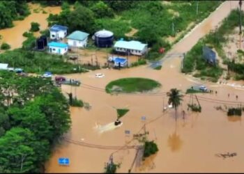 KEADAAN banjir di Bulatan Popok, Kota Marudu-SUMBER Media Sosial