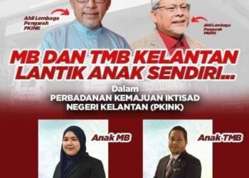 POSTER yang menunjukkan anak Menteri Besar dan Timbalan Menteri Besar yang dilantik sebagai kakitangan PKINK.