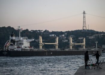 KAPAL kargo, Kavo Perdika yang membawa bijirin Ukraine berlayar di Bosphorus ke Laut Marmara di Istanbul pada November tahun lalu.. - AFP 