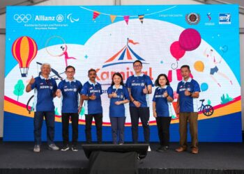 HANNAH Yeoh (tengah) pada Karnival Allianz MoveFoward 2023 di Majlis Sukan Negara (MSN) di Bukit Jalil hari ini.