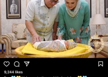 TANGKAP layar Instagram Sofie Louise Johansson yang berkongsi maklumat berkait nama dan gambar putera sulung baginda.