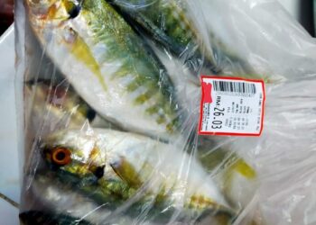 IKAN selar yang dibeli dengan harga ikan bawal di sebuah pasar raya di Simpang Renggam, Kluang.