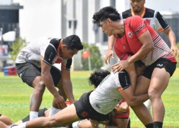 SKUAD Bunga Raya 7s (hitam kelabu) diundi bersama Korea Selatan dan Taiwan dalam Kumpulan B pada Sukan Asia bulan depan.