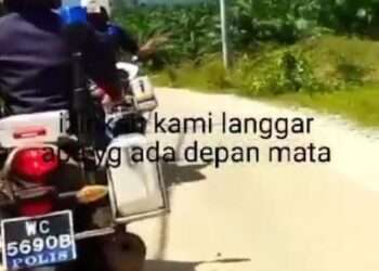 TANGKAP layar rakaman video tular insiden pelanggaran sebuah motosikal dengan URB IPD Muallim. - UTUSAN