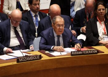 MENTERI Luar Russia, Sergey Lavrov bercakap dalam mesyuarat UNSC di New York City, Amerika Syarikat. - AFP