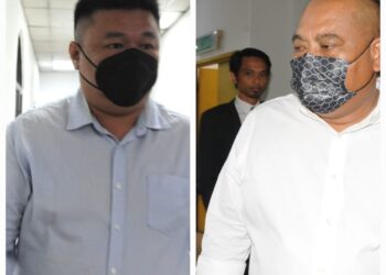 LUA WEN SHIN (kiri) dan Syed Azhar Syed Sahat dihadapkan ke mahkamah atas pertuduhan tidak serah borang cukai LHDN  di Mahkamah Majistret Johor Bahru.