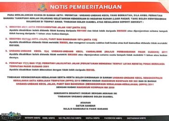 NOTIS arahan MBPG yang tular tentang penguatkuasaan terhadap kenderaan diletakkan di hadapan rumah atau luar pagar kediaman.