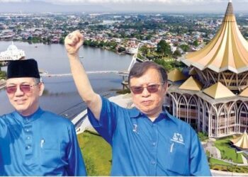 FADILLAH Yusof (kiri) dan Abang Johari Tun Openg ialah wakil rakyat yang membawa banyak kemajuan kepada Petra Jaya termasuk pembinaan bangunan Dewan Undangan Negeri (DUN) Sarawak yang baharu di situ.