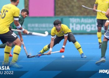 Skuad hoki negara tewas 2-5 kepada Pakistan dalam aksi penentuan kelima/keenam Sukan Asia Hangzhou 2022 sebentar tadi. (FOTO: HOKITA)