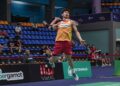 LEONG Jun Hao menewaskan pemain tuan rumah, Kodai Naraoka 21-17, 9-21, 21-16 pada perlawanan suku akhir Kumamoto Masters 2024 di Gimnasium Wilayah Kumamoto, Jepun, hari ini.