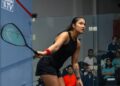 RACHEL Arnold menewaskan pemain No. 8 dunia, Rowan Elaraby, 9-11, 11-8, 11-9, 11-9 pada perlawanan suku akhir Kejohanan Skuasy Terbuka China di Pusat Sukan Shanghai, China, semalam.  - Ihsan PSA World Tour