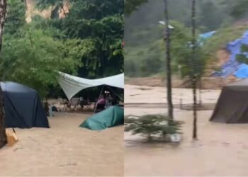 TANGKAP layar kejadian kepala air yang berlaku di sebuah tapak perkhemahan di Sepri, Rembau, baru-baru ini sehingga menghanyutkan beberapa khemah milik pengunjung.