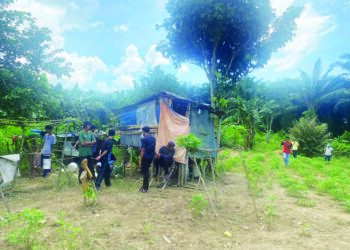 PONDOK tempat mangsa berlindung sebelum diserang sekumpulan gajah di Kampung Perpaduan, Skim Begahak, Lahad Datu, baru-baru ini.