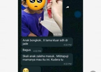 TANGKAP layar mesej daripada guru dalam kumpulan sembang kelas yang megutuk seorang murid OKU.