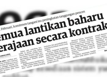 KERATAN laporan muka depan Utusan Malaysia.