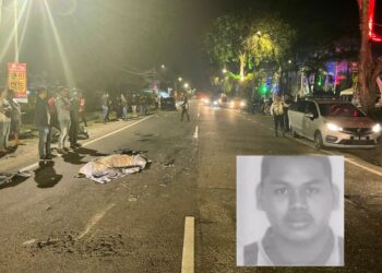 MUHAMMAD FAIZAL Yahaya (gambar kecil) maut di tempat kejadian selepas terlibat kemalangan jalan raya di Jalan Klebang Besar, Melaka.