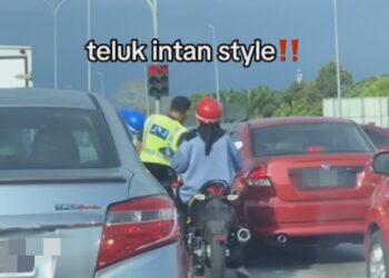 TANGKAP layar rakaman video operasi dijalankan JPJ di Kilometer 3, Jalan Changkat Jong-Bidor di  Teluk Intan. - UTUSAN