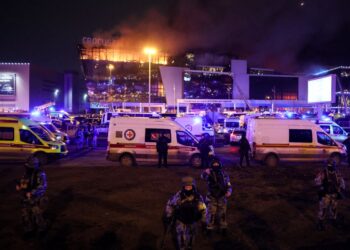 INSIDEN tembakan rambang di sebuah konsert  ke atas Dewan Bandaraya Crocus, Moscow, Russia.