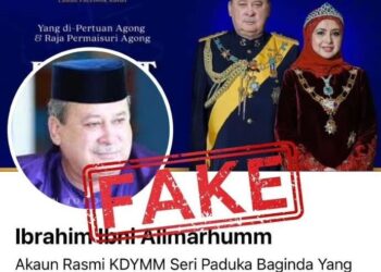 AKAUN Facebook palsu menggunakan identiti Sultan Ibrahim Sultan Iskandar dan  Raja Zarith Sofiah Sultan Idris Shah.