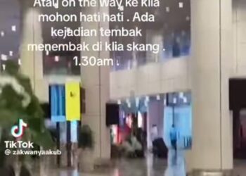 Gambar yang tular dalam media sosial berkaitan insiden tembakan di KLIA 1, awal pagi ini.