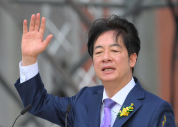 Taiwan's President Lai Ching-te delivers his inaugural speech after being sworn into office during the inauguration ceremony at the Presidential Office Building in Taipei on May 20, 2024. (Photo by Sam YEH / AFP)