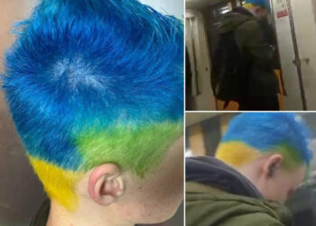 WARNA rambut Stanislav Netesov didakwa menyamai bendera Ukraine.-AGENSI