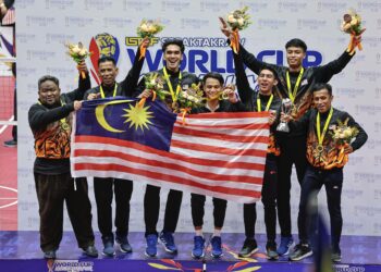 MALAYSIA muncul juara acara regu Sepak Takraw Piala Dunia 2024 di Stadium Titiwangsa, hari ini.-GAMBAR-AMIR KHALID