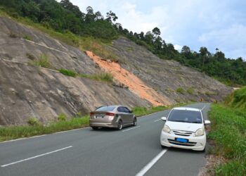 KAWASAN runtuhan baharu di jalan raya Kuala Tahan ke Kampung Kuala Sat berdekatan Kampung Pagi, Ulu Tembeling di Jerantut, Pahang. –UTUSAN/SHAIKH AHMAD RAZIF