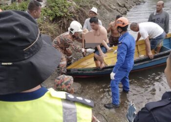 MAYAT kanak-kanak dibaham buaya ditemukan di sungai berhampiran Kampung Tembaga Batu 8, di Sandakan hari ini