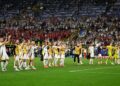 PEMAIN Jerman meraikan kejayaan layak ke suku akhir Kejohanan Eropah (Euro) 2024 bersama penyokong selepas menewaskan Denmark 2-0  di Dortmund. - AFP