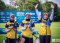 PEMANAH wanita negara, Syaqiera Mashayikh (kanan) teruja melayakkan diri ke Sukan Olimpik Paris 2024 menerusi acara recurve individu. - IHSAN WORLD ARCHERY