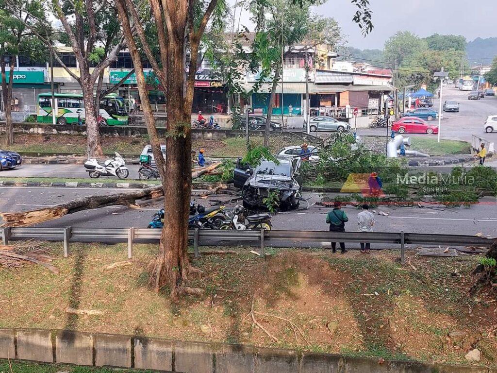 Dahan pokok tumbang di Lebuh Ayer Keroh, insiden luar