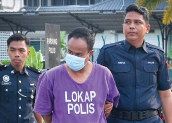 MOHAMED Shahriza Othman mengaku salah di Mahkamah Majistret Sungai Besar melarikan dua kanak-kanak perempuan di Sabak Bernam, Selangor. – UTUSAN/SADDAM YUSOFF