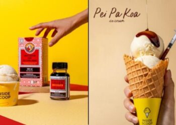 PRODUK aiskrim dicampur dengan ubat batuk tradisional Pei Pa Koa.