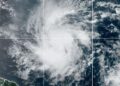 TAUFAN Beryl menuju ke Kepulauan Windward, dalam imej komposit daripada satelit cuaca GOES-East National Oceanic and Atmospheric Administration (NOAA).- AGENSI