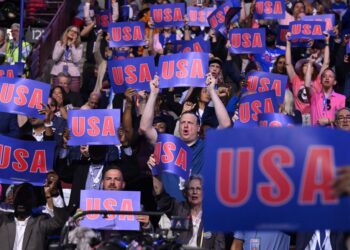 PARA perwakilan bersorak pada hari ketiga Konvensyen Kebangsaan Demokratik (DNC) di United Center di Chicago, Illinois, pada 21 Ogos lepas.- AFP