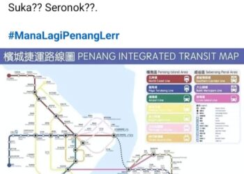 TANGKAP layar satu status yang dimuat di media sosial yang mempertikaikan lakaran peta LRT Pulau Pinang dalam bahasa Mandarin dan Inggeris sahaja.