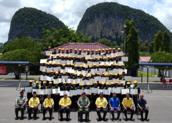 TUANKU Syed Faizuddin Putra Jamalullail 
pada Majlis Penutupan Kem Jati Diri Untuk Pelajar-Pelajar Terpilih Sekolah Menengah Negeri Perlis di Rejimen 504 Askar Wataniah, Kem Bukit Keteri, semalam.-UTUSAN