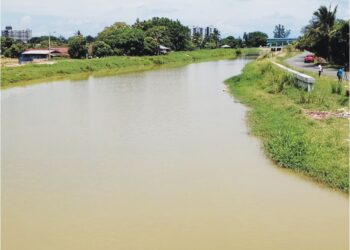 SUNGAI Malim di Kampung Tengah, Melaka merupakan antara lokasi inventori untuk mendapatkan data kehadiran ikan bandaraya. 
– UTUSAN/AMRAN MULUP