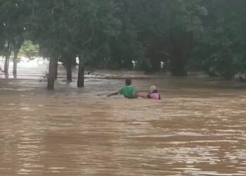 TANGKAP layar video menunjukkan dua beranak meredah banjir sebelum hilang dihanyutkan arus deras di Kampung Tanjung Kanan, Kuala Nerang di Padang Terap.