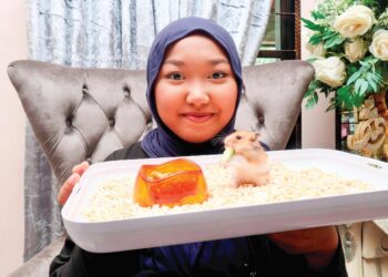 puteri Arissa Zainab bersama hamster peliharaannya, Imani.