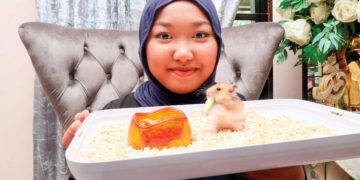 puteri Arissa Zainab bersama hamster peliharaannya, Imani.