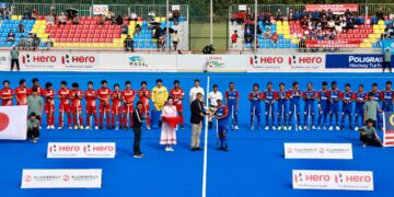 PASUKAN hoki kebangsaan tewas kepada Jepun menerusi penentuan penalti shoot-out 2-4 selepas terikat 4-4 pada Trofi Juara-juara Asia  (ACT) 2024 di Hulunbuir, China, hari ini. - IHSAN KHM