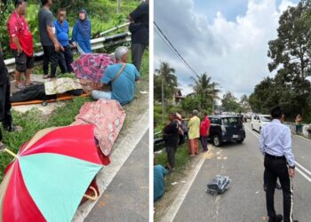 KEADAAN kemalangan yang mengakibatkan dua beranak maut dalam kejadian di Kilometer 21, Jalan Kuala Pilah-Tampin, dekat Masjid Jamek Pekan Johol, Kuala Pilah petang tadi.