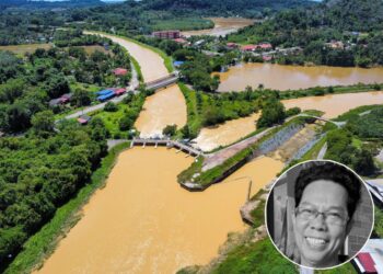 SUNGAI Padang Terap yang menjadi lokasi Sabari Baharom (gambar kecil) dicampak setelah diikat tangan dan mulut ditutup pita pelekat di Kubang Pasu. - UTUSAN/ SHAHIR NOORDIN